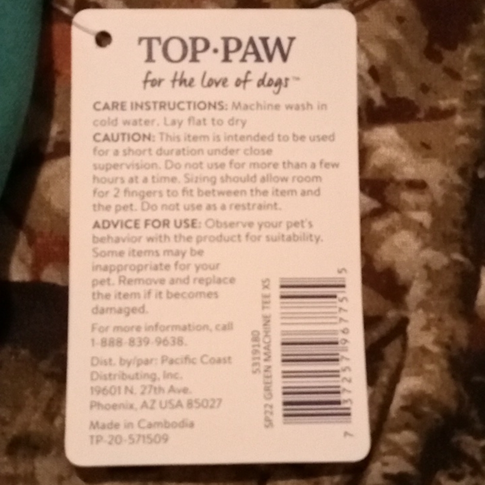 XS Top Paw Dog Tee - Picture 3 of 3